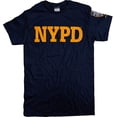 thumbnail image 1 of NYPD Short Sleeve Yellow Print with Sleeve Badge T-Shirt Navy 2Xl, 1 of 3