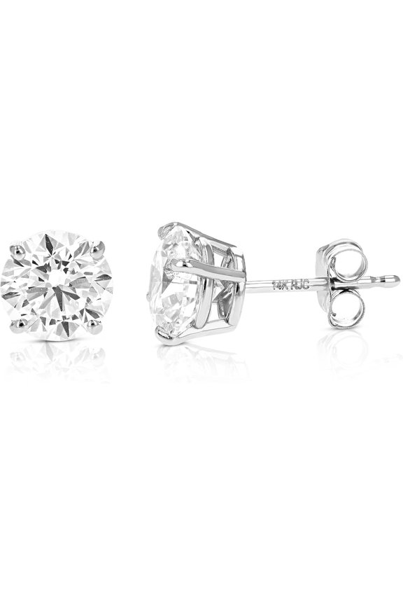 1.15 Ctw Round Cut Diamond Womens Stud Earrings 14K White Gold Plated 925 Sterling Silver