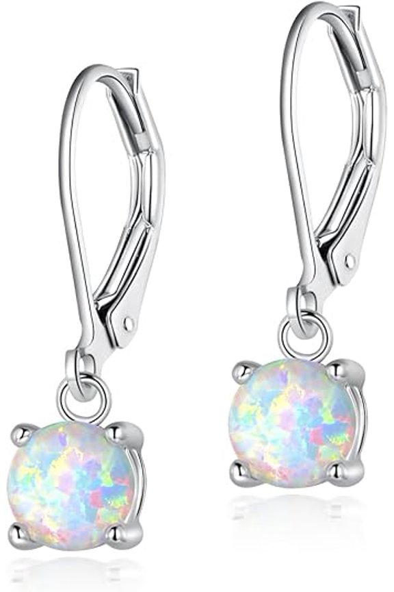 1.15 Ctw Round Cut Fire Opal Womens Drop Dangle Earrings 14K White Gold Plated 925 Sterling Silver