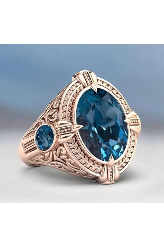 1.45 Ct Oval Cut London Blue Topaz Mens Enagagement Rings 14K Rose Gold Plated 925 Sterling Silver -4.5