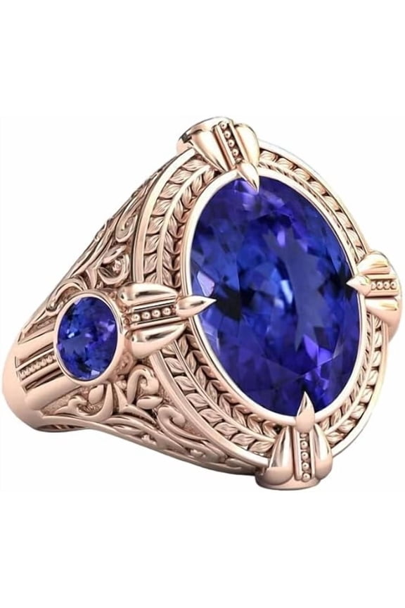 1.45 Ct Oval Cut Tanzanite Mens Enagagement Rings 14K Rose Gold Plated 925 Sterling Silver -5.5