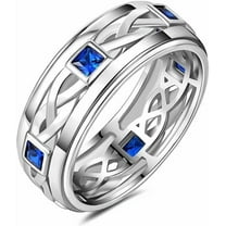 NYS Jewellers 1.45 Ct Princess Cut Blue Sapphire Mens Enagagement Rings 14K White Gold Plated 925 Sterling Silver -13