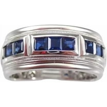 NYS Jewellers 1.45 Ct Princess Cut Blue Sapphire Mens Enagagement Rings 14K White Gold Plated 925 Sterling Silver -14