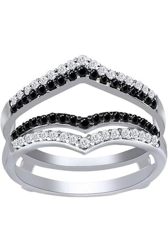 1.45 Ct Round Cut Black Diamond Womens Wedding Engagement Wrap Rings 14K White Gold Plated 925 Sterling Silver -5