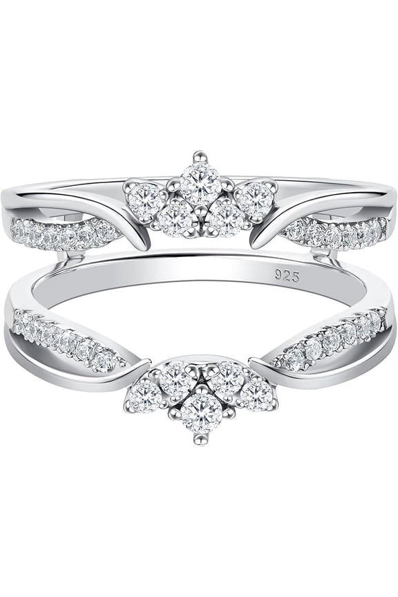 1.45 Ct Round Cut Diamond Womens Wedding Engagement Wrap Rings 14K White Gold Plated 925 Sterling Silver -8.5