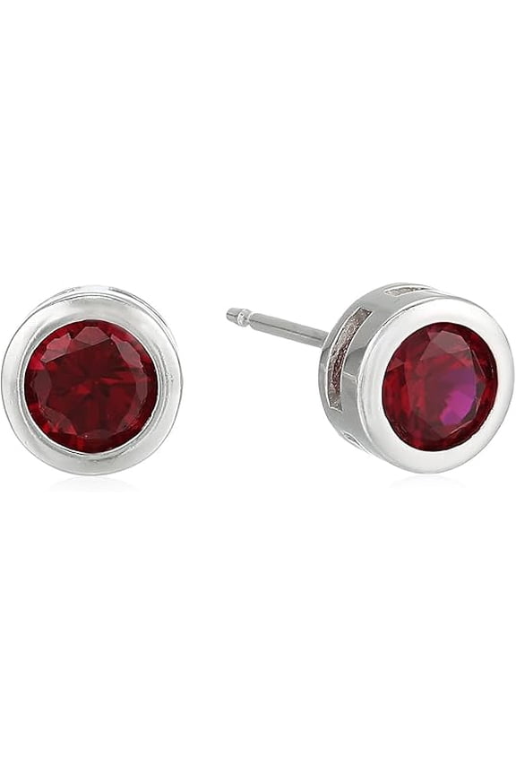 1.45 Ct Round Cut Red Ruby Womens Stud Earrings 14K White Gold Plated 925 Sterling Silver