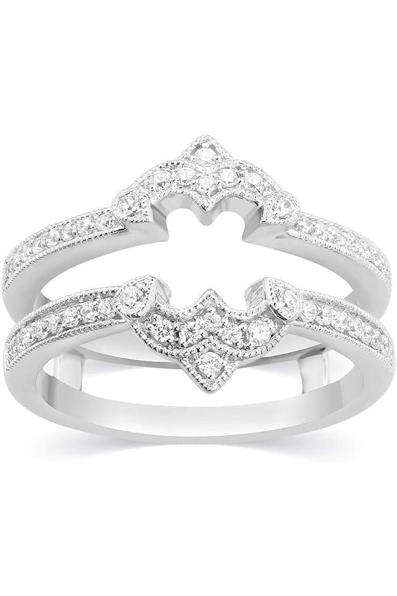 1.90 Ct Round Cut White Diamond Engagement Christmas Thanksgiving Enhancer Guard Wrap Ring 14K White Gold Plated 925 Sterling Silver For Women's -6