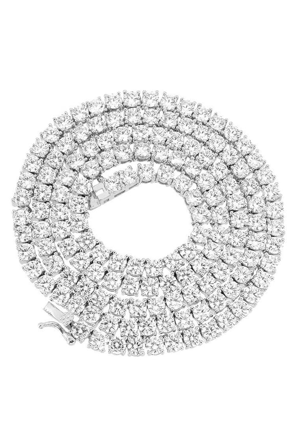 12.00 Ctw Round Cut Diamond Womens Tennis Necklace 925 Sterling Silver 14K White Gold Plated