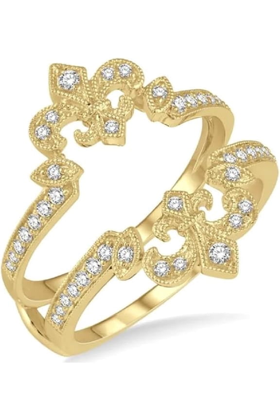 14K Yellow Gold Plated 2.20 Ct Round Cut White Diamond Engagement Christmas Thanksgiving Enhancer Guard Wrap Ring 925 Sterling Silver For Women's -8.5