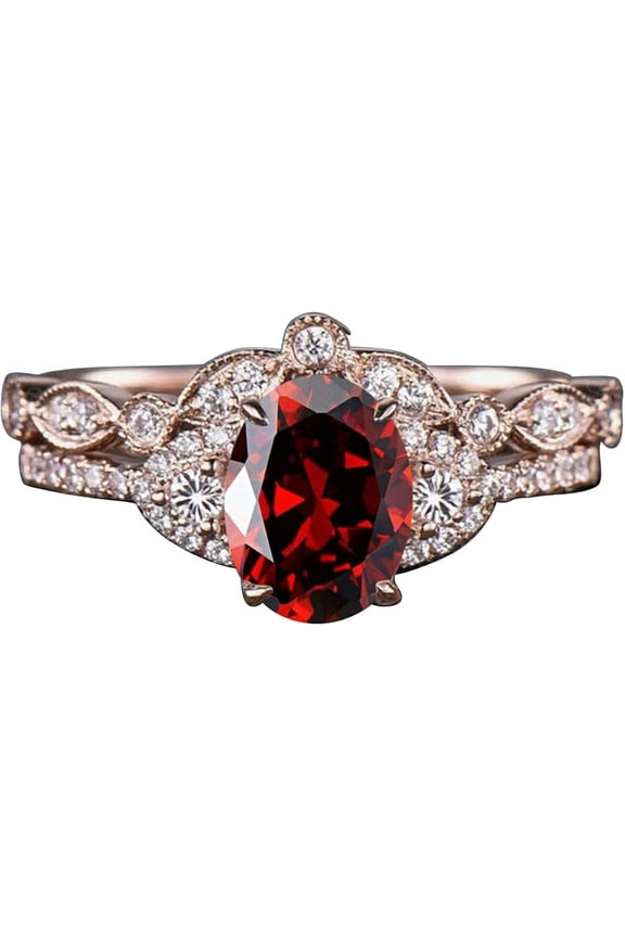 2.00 Ct Oval Cut Red Garnet Womens Engagement Ring 14K Rose Gold Plated 925 Sterling Silver -9