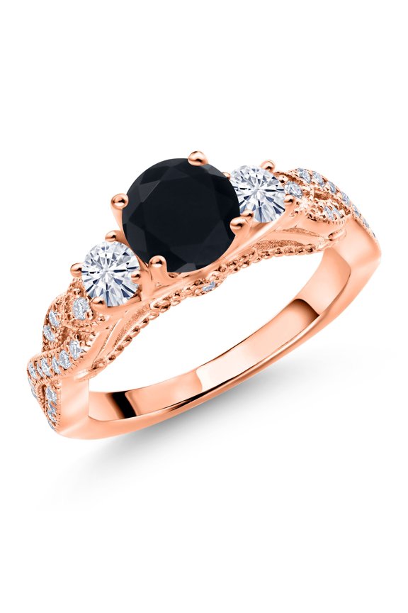 2.00 Ct Round Cut Black Diamond Womens Engagement Ring 14K Rose Gold Plated 925 Sterling Silver -8