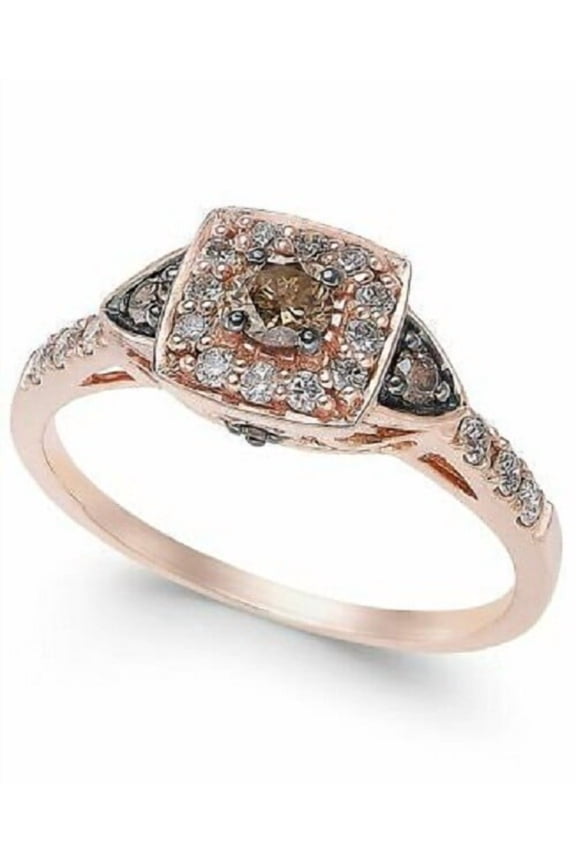 2.00 Ct Round Cut Brown Diamond Womens Engagement Ring 14K Rose Gold Plated 925 Sterling Silver -9