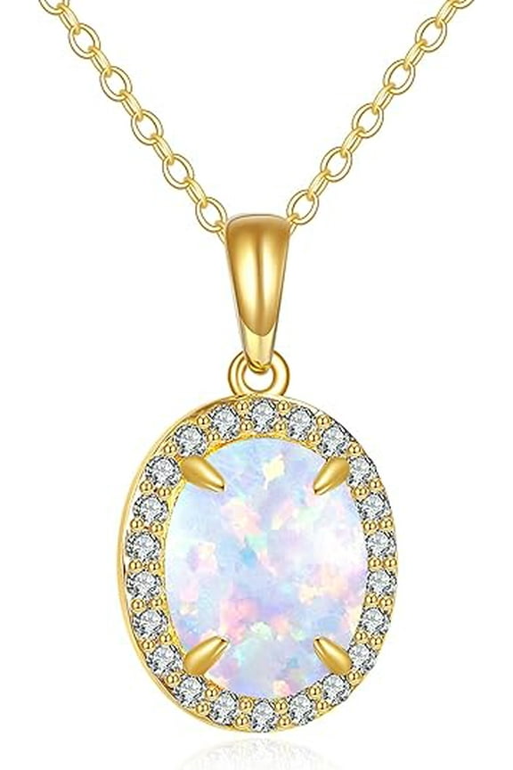 2.10 Ct Oval Cut Fire Opal Womens Pendant with Chain 14K Yellow Gold Plated 925 Sterling Silver