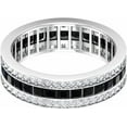 thumbnail image 1 of NYS Jewellers 2.10 Ctw Princess Cut Black Diamond Womens Eternity Band Ring 14K White Gold Plated 925 Sterling Silver -6, 1 of 5