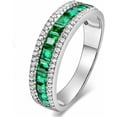 thumbnail image 1 of NYS Jewellers 2.10 Ctw Princess Cut Green Emerald Womens Band Ring 14K White Gold Plated 925 Sterling Silver -6, 1 of 5