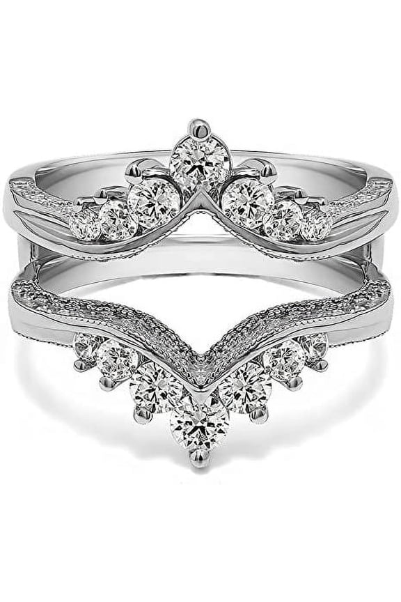 2.28 Ct Round Cut White Diamond Engagement Christmas Thanksgiving Enhancer Guard Wrap Ring 14K White Gold Plated 925 Sterling Silver For Women's -8.5