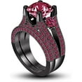 thumbnail image 1 of NYS Jewellers 2.50 Ct Round Cut Red Ruby Wedding Engagement Thanksgiving Christmas Bridal Ring Set 14K Black Gold Plated 925 Sterling Silver For Women's -4, 1 of 1