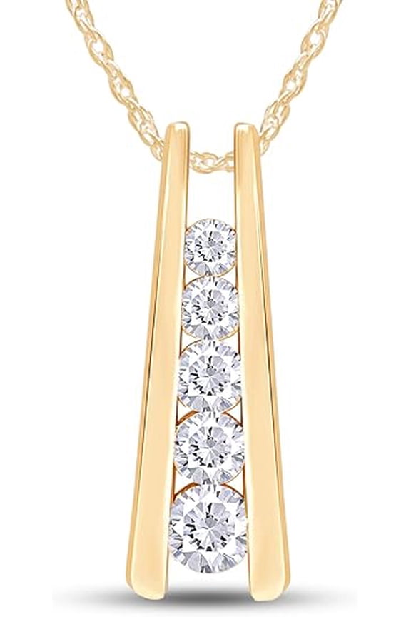 3.00 Ctw Round Cut Diamond Womens Pendant With Chain 14K Yellow Gold Plated 925 Sterling Silver