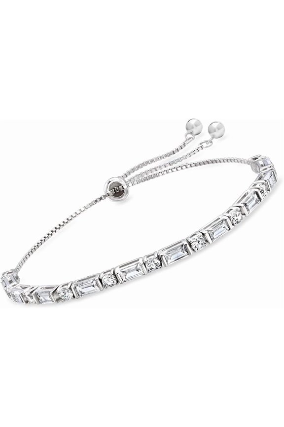 6.00 Ctw Emerald Cut Diamond Womens Bolo Bracelet 14K White Gold Plated 925 Sterling Silver