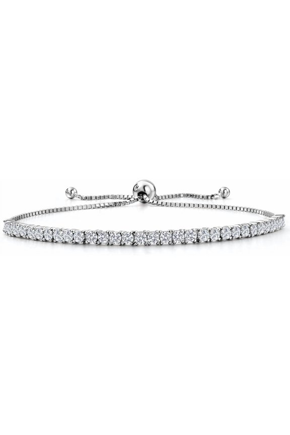 6.00 Ctw Round Cut Diamond Womens Bolo Bracelet 14K White Gold Plated 925 Sterling Silver