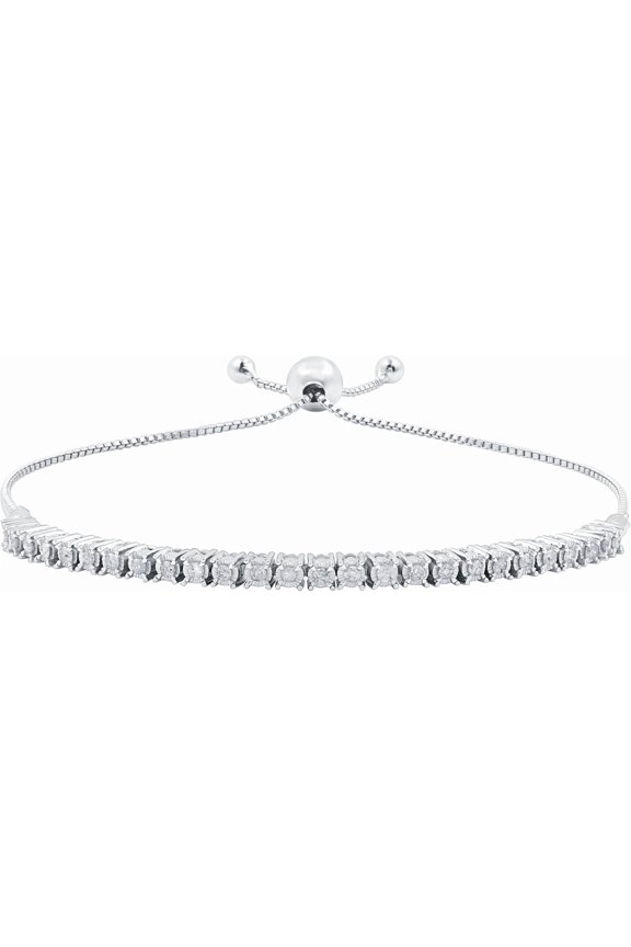 6.00 Ctw Round Cut Diamond Womens Bolo Bracelet 14K White Gold Plated 925 Sterling Silver