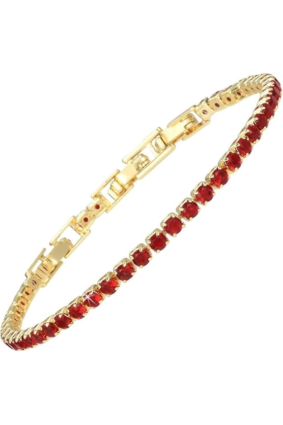 8.00 Ctw Round Cut Red Ruby Womens Tennis Bracelet 14K Yellow Gold Plated 925 Sterling Silver