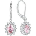 thumbnail image 1 of NYS Jewellers 925 Sterling Silver 1.90 Ct Oval Cut Pink Sapphire Drop & Dangle Leverback Wedding Engagement Earring's 14K White Gold Plated For Women's, 1 of 3