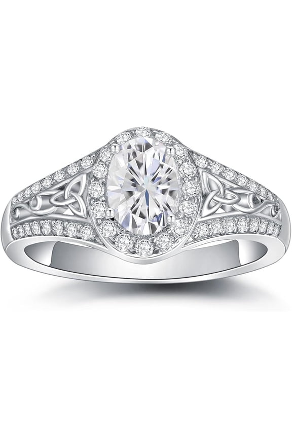 925 Sterling Silver 2.20 Ct Oval Cut White Diamond Christmas Thanksgiving Engagement Wedding Halo Ring 14K White Gold Plated For Women's -4