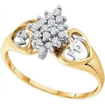 NYS Jewellrs 1.10 Ct Round Cut White Diamond Cluster Wedding Engagement Ring 14K Yellow Gold Plated 925 Sterling Silver For Women's -5