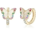 thumbnail image 1 of NYS Jewellrs 1.25 Ct Round Cut Multi Sapphire Butterfly Clip On Hoop Earrings 14K Yellow Gold Plated For Womens 925 Sterling Silver, 1 of 3