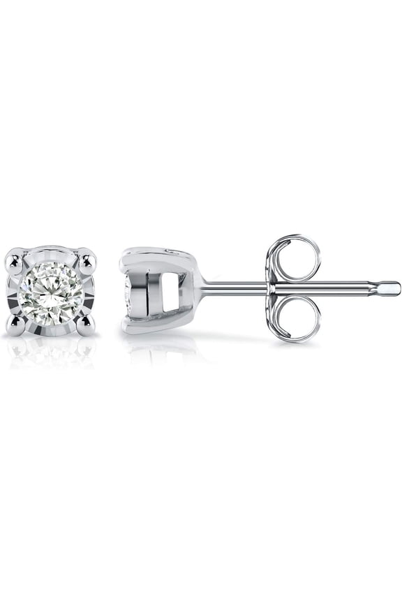 1.25 Ct Round Cut White Diamond Push Back Stud Earring's 14K White Gold Plated 925 Sterling Silver For Women's