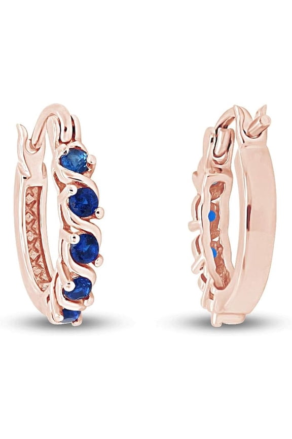 1.40 Ct Round Cut Blue Sapphire Clip On Hoop Earring's 925 Sterling 14K Rose Gold Plated Silver For Women's