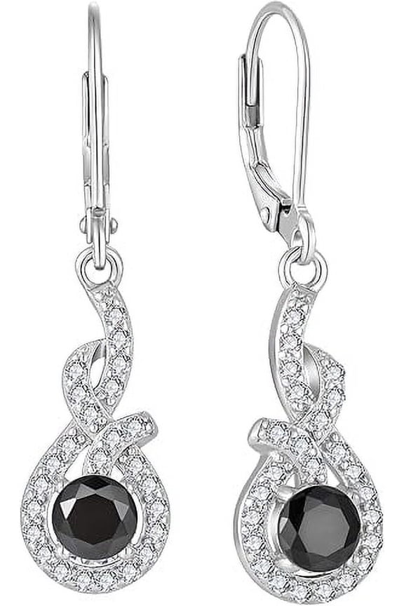 1.99 Ct Round Cut Black Diamond Lever Back Drop Earring's 925 Sterling Silver 14K white Gold Plated For Women's