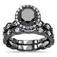 thumbnail image 1 of NYS Jewellrs 14K Black Gold Plated 2.40 Ct Round Cut Black Diamond Engagement Wedding Christmas Thanksgiving Halo Bridal Ring Set 925 Sterling Silver For Women's -4.5, 1 of 3