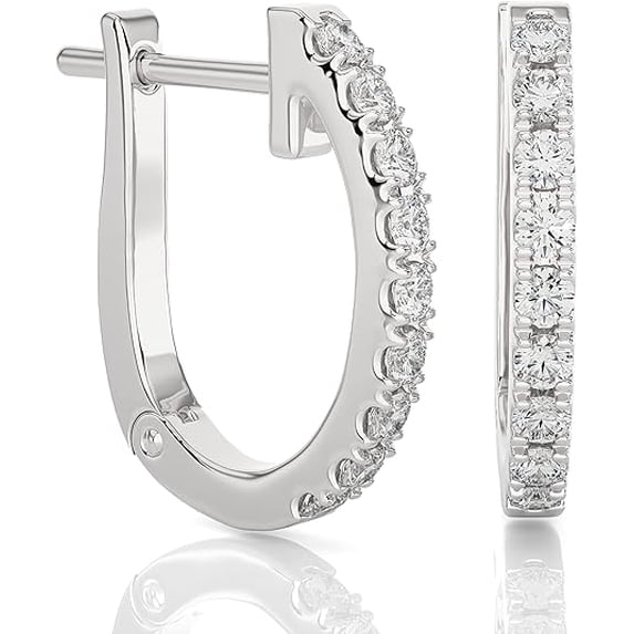 NYS Jewellrs 14K White Gold Plated 1.40 Ct Round Cut White Diamond Clip On Hoop Earring's 925 Sterling Silver For Women's