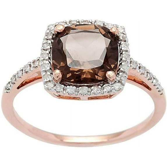 NYS Jewellrs 2.10 Ct Cushion Cut Brown Diamond Engagement Wedding Christmas Thanksgiving Halo Ring 14K Rose Gold Plated 925 Sterling Silver For Women's -9