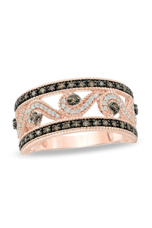 2.20 Ct Round Cut Diamond Scroll Engagement Wedding Promise Band Ring 14K Rose Gold Plated 925 Sterling Silver For Women's -8