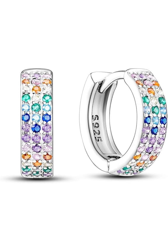 2.20 Ct Round Cut Multi Sapphire 3-Rows Clip On Hoop Earrings 14K White Gold Plated For Womens 925 Sterling Silver