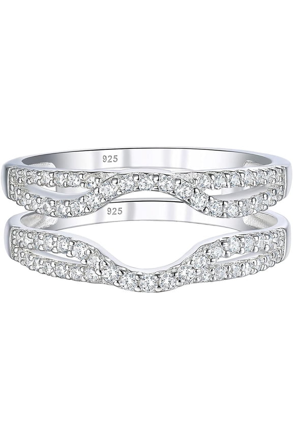 2.50 Ct Round Cut Diamond Infinity Wedding Engagement Enhancer Guard Wrap Ring 925 Sterling Silver 14K White Gold Plated For Women's -5