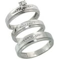 thumbnail image 1 of NYS Jewellrs 3.20 Ct Round Cut White Diamond Engagement Wedding Thanksgiving Christmas Trio Ring Set 14K White Gold Plated 925 Sterling Silver For Unisex -6, 1 of 1