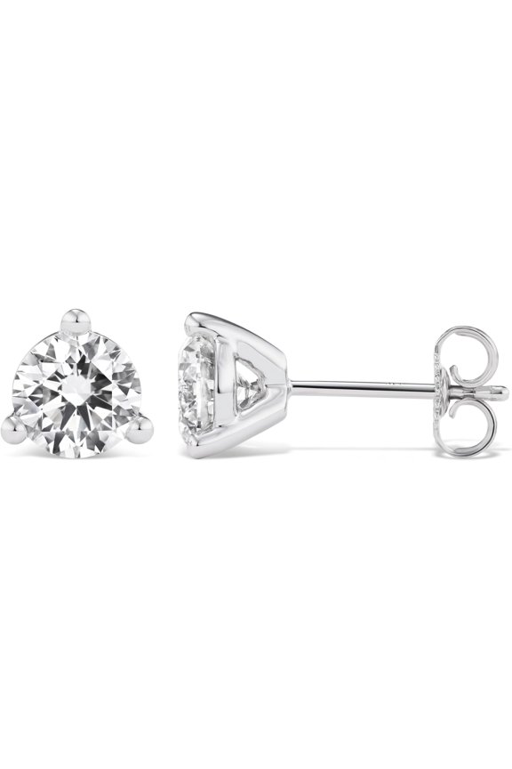 925 Sterling Silver 1.00 Ct Round Cut White Diamond Push Back Stud Earring's 14K White Gold Plated For Women's