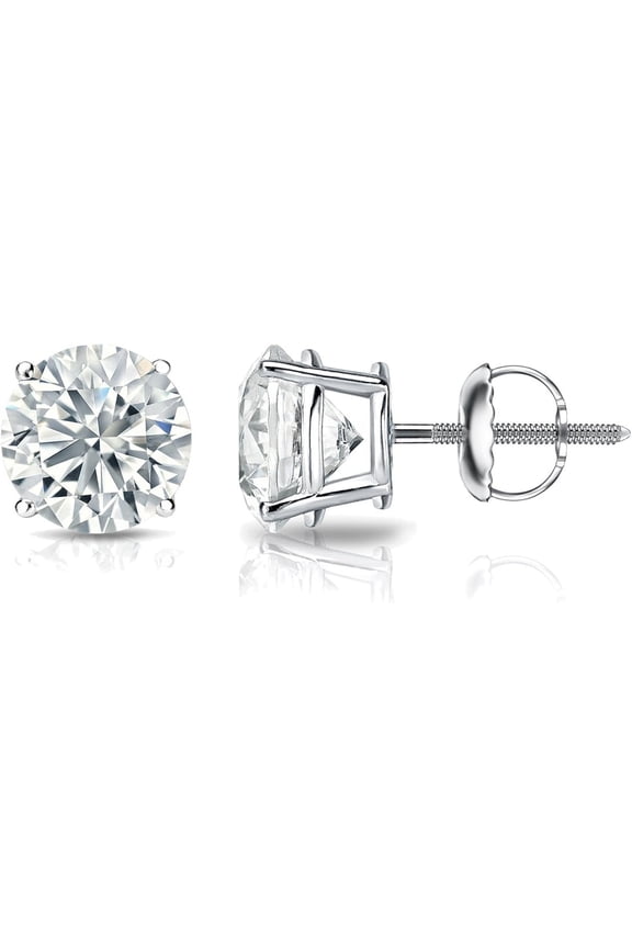 925 Sterling Silver 1.20 Ct Round Cut Diamond Screw Back Stud Earring's 14K White Gold Plated For Women's