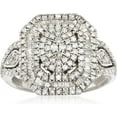 thumbnail image 1 of NYS Jewellrs 925 Sterling Silver 1.50 Ct Round Cut White Diamond Wedding Engagement Cluster Ring 14K White Gold Plated For Women's -10, 1 of 3