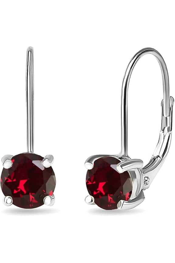 925 Sterling Silver 1 Ct Round Cut Ruby Lever Back Drop Earring's 14K White Gold Plated For Women's