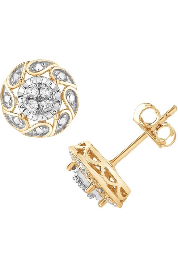 925 Sterling Silver 2.00 Ct Round Cut White Diamond Push Back Stud Earring's 14K Yellow Gold Plated For Women's