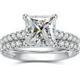 thumbnail image 1 of NYS Jewellrs 925 Sterling Silver 2.70 Ct Princess Cut White Diamond Engagement Wedding Thanksgiving Christmas Bridal Ring Set 14K White Gold Plated For Women's -5, 1 of 3