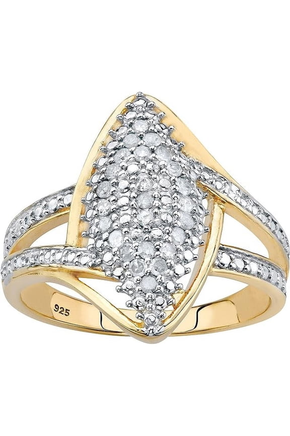 Women's 1.20 Ct Round Cut White Diamond Cluster Wedding Engagement Ring 14K Yellow Gold Plated 925 Sterling Silver -7