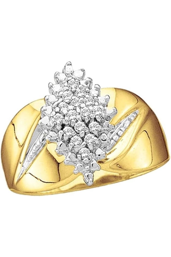 Women's 1.25 Ct Round Cut White Diamond Cluster Engagement Wedding Ring 14K Yellow Gold Plated 925 Sterling Silver -7.5