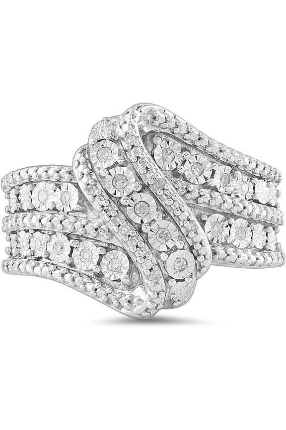 Women's 2.10 Ct Round Cut White Diamond Wedding Engagement Cluster Ring 14K White Gold Plated 925 Sterling Silver -4