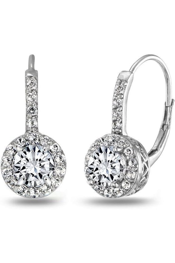 2.38Ct Round Cut White Diamond Lever Back Drop Earring's 14K White Gold Plated 925 Sterling Silver For Women's